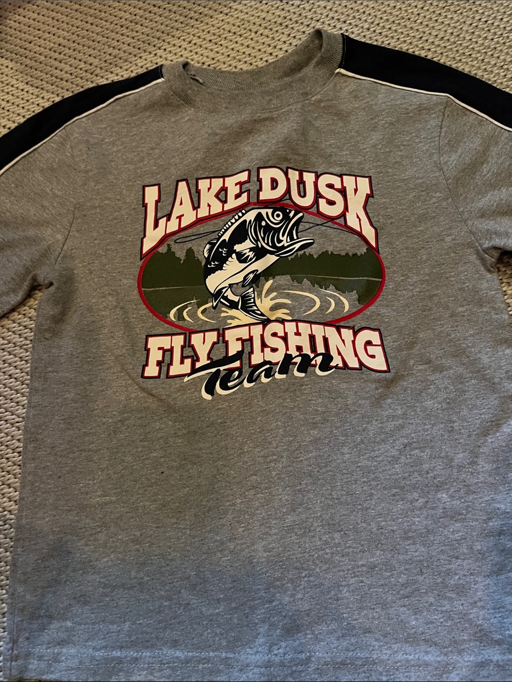 Shirt Lake Dusk Fly Fishing Team boys size M 5/6 new 90% cotton 10% polyester